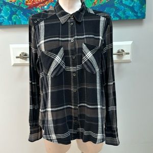 Free People Plaid Cotton Blend Blouse
